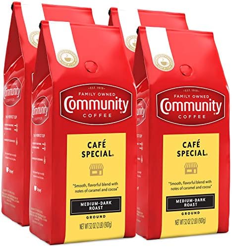 Community Coffee Café Special Blend Ground Coffee, Medium-Dark Roast, 32 Ounce Bag (Pack of 4)
