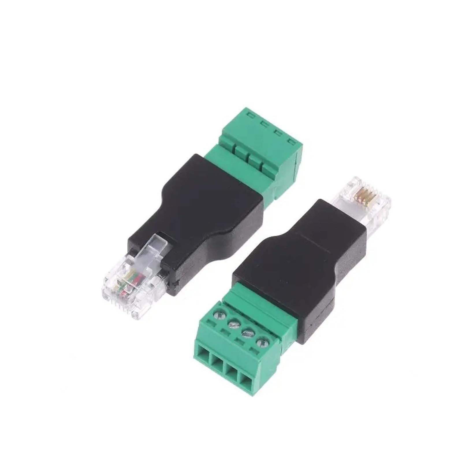 RJ11 6P4C męski na 4-pinowy adapter bloku śrubowego do modemu telephone CCTV Wiring Cable Extension Converter (A2-2 szt.)
