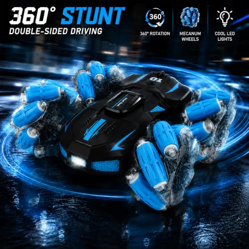 Image of Amazon Brand - Jam & Honey Remote Control Drift Stunt Car Toy | 4x4 RC Car for Kids & Adult | High Speed Racing Car | Omni-Directional Wheels | 360 Rotation | Double Sided Driving | RGB Lights Music
