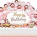 72 Pieces Birthday Decorations for Women Girls Included Backdrop Tablecloths Balloons Floral Garland Happy Birthday Party Supplies for Ladies Birthday Party Decor (Rose Gold)
