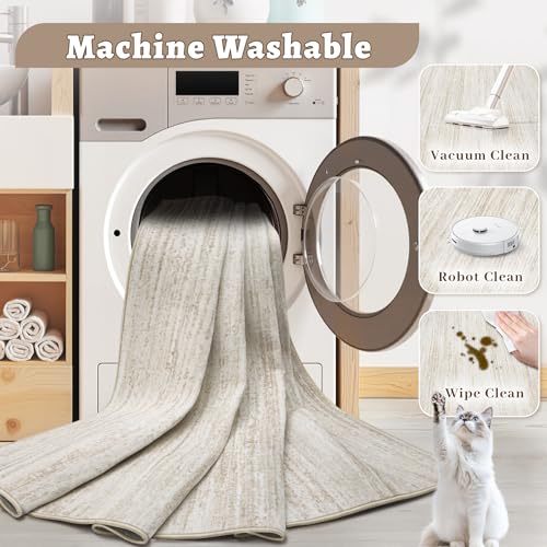 Tapete beige rectangular 8x10 para sala y dormitorio miniatura 4