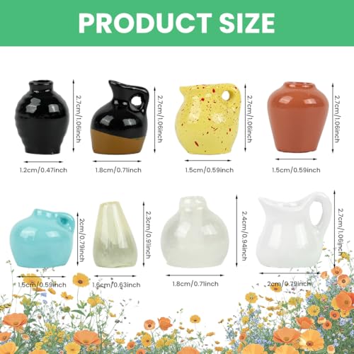 Image of HASTHIP Fridge Magnets Refrigerator Stylish, Decorative Resin Retro Empty Vase, Mini Magnetic Vase for Fridge, Pack of 8