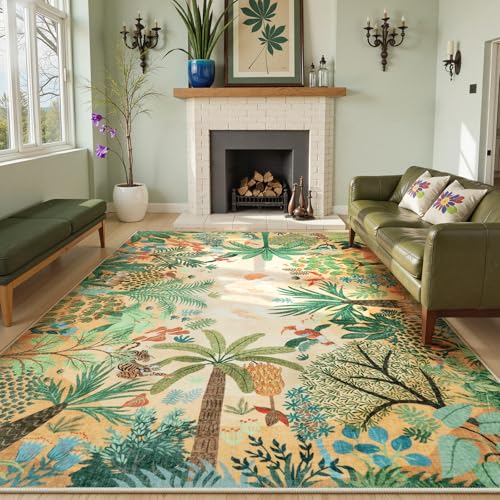 LIVEBOX Washable Jungle Animal Print 6 x 9 Area Rug