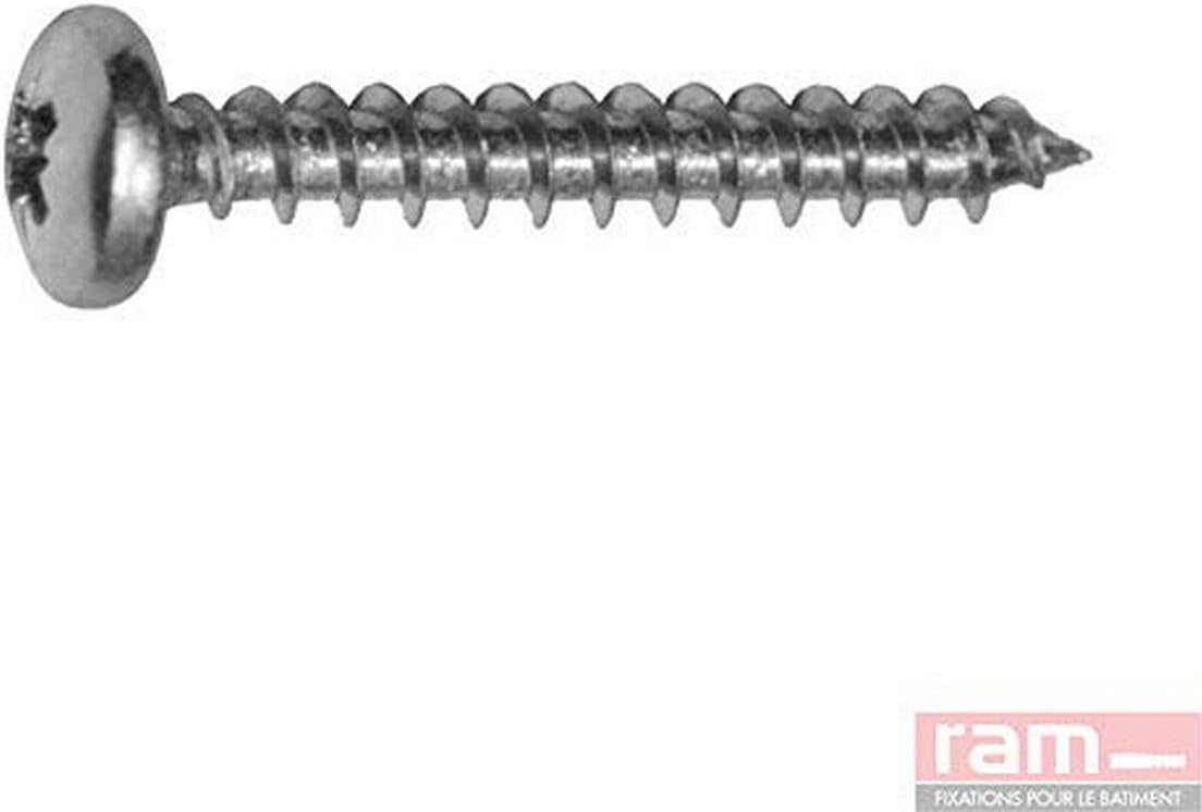 Round Head Agglo Screw, 4 mm x 25 mm, Silver, Box of 200