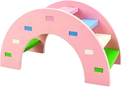 Juguete para hámster con puente de arco iris  Pequeños animales de mascotas, puente de madera para escalar, patio de juegos para hámsteres sirios