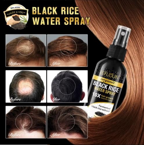 Image of Organic Black Rice Water Spray - 100ml | Rice Water Spray for Hair Growth with Castor Oil & Ginger Root Extract | Supports Thicker, Fuller Looking Hair & Damage Care
