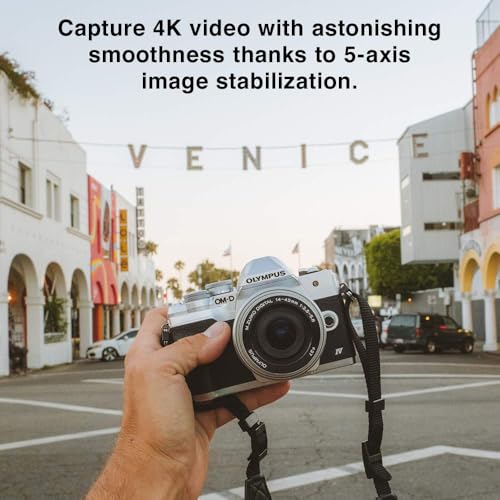 Image of OM SYSTEM Olympus E-M10 Mark IV Silver Micro Four Thirds System Camera M.Zuiko Digital ED 14-42mm F3.5-5.6 EZ kit 20MP Sensor 5-Axis Image Stabilization 4K Video Wi-Fi