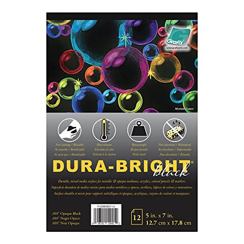 Grafix Dura-Bright, Black, .010, 5x7 inch Pad, 12 Sheets, P10DBOB57-12