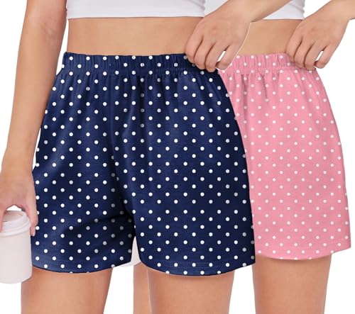 Arshiner Girls Pajamas Shorts Casual Summer Lounge Sleep Pj 2-Pack Plaid Shorts Beach Bottoms