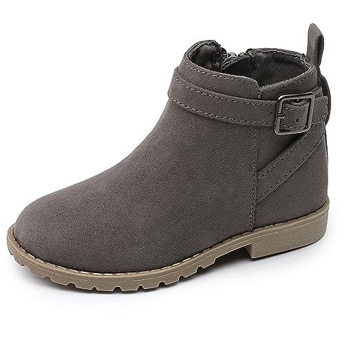 HOMEHOT Girls Ankle Boots Suede Leather Side Zipper Low Heels short (toddler/littile kids)