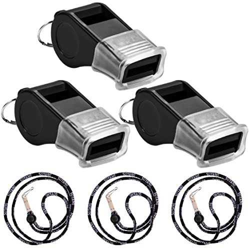 SUYAMI Sport Whistle with Lanyard, for Coach, Referee, Official (Black)