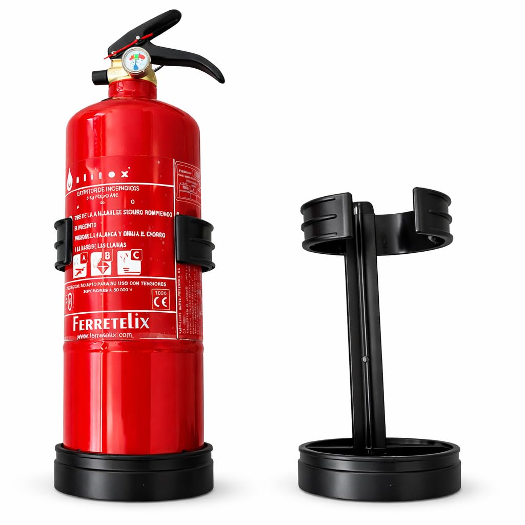 FERRETELIX® Extintor de Polvo ABC 2 kg – Homologado CE – Incluye Soporte de Montaje – Alta Eficacia y Seguridad – Fabricado en 2026