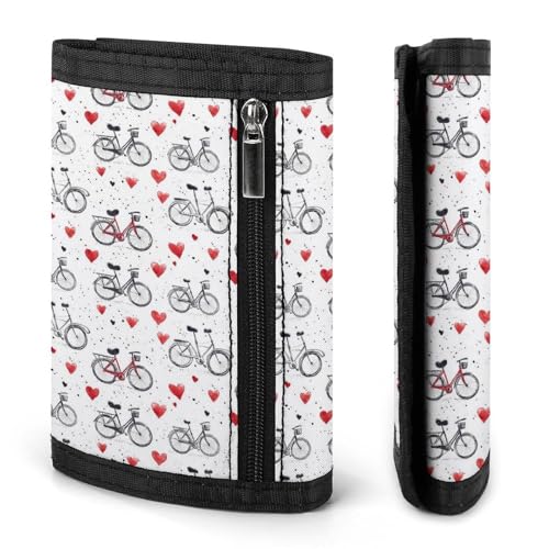 Love Bicycle Print Wallet for Men, 8 Credit Card Holder Slim Minimalist Front Pocket Small Mens Bifold Wallets2