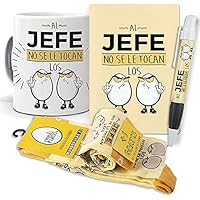 Super Regalo Personalizado para Jefes. Al Jefe no se le tocan los Huevos. Taza, libreta, boli y Trio de Calcetines