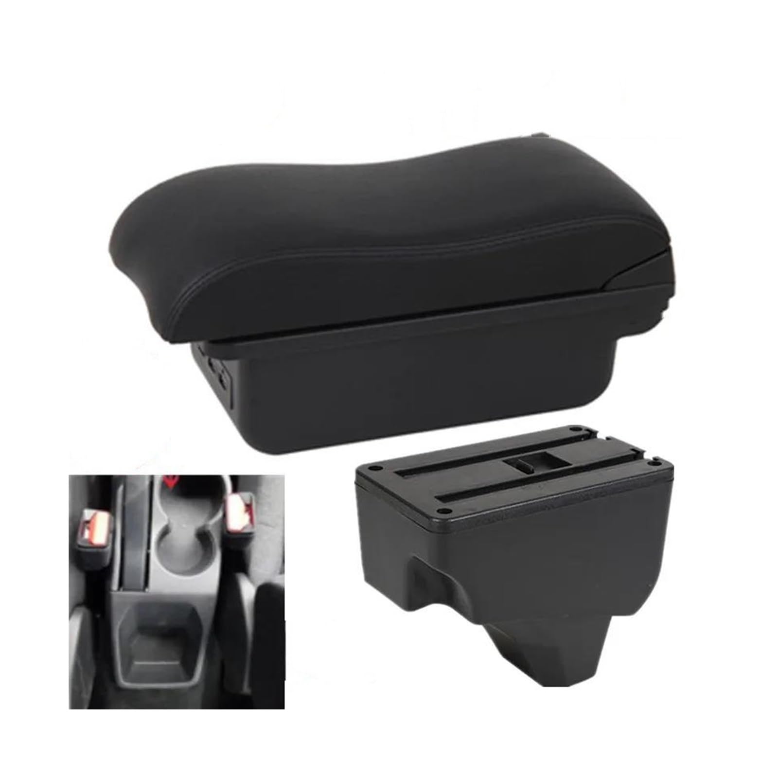 RESPUNEKBAH For Peugeot 2008 For Peugeot 208 2020 2021 2019-2024 Storage Box Car Accessories Car Armrest Box(B2 black line 3USB)