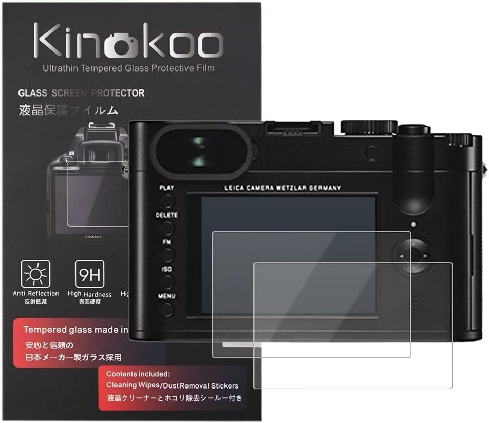 kinokoo Screen Protector for Leica Q Camera, 0.25mm 9H Hardness Tempered Glass Film Crystal Clear Leica Q Film Bubble-free/Anti-scratch(2 pack)