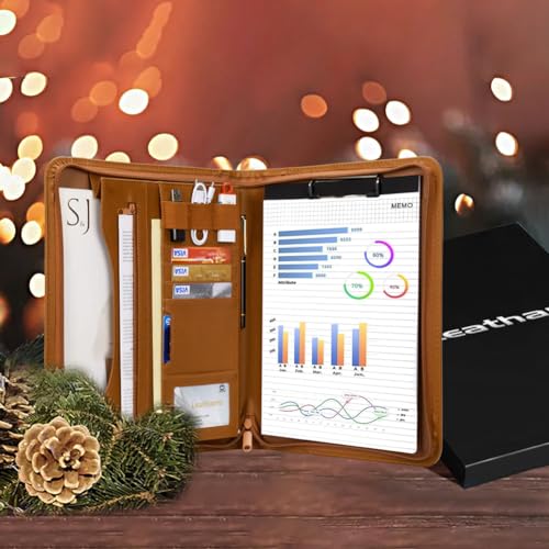 Leathario Leather Folder Business Conference A4 Portfolio Folder Padfolio Noted Case for Work