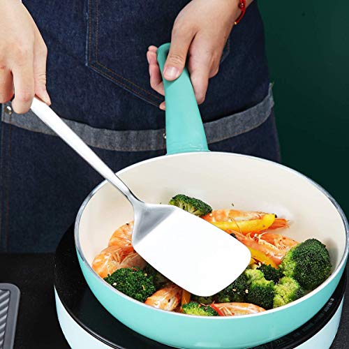 Image of Stainless Steel Spatulas, Berglander Solid Turner,Barbecue Metal Spatulas Turner For Cooking, Kitchen Spatula For Nonstick Cookware, Dishwasher Safe, Easy to Clean