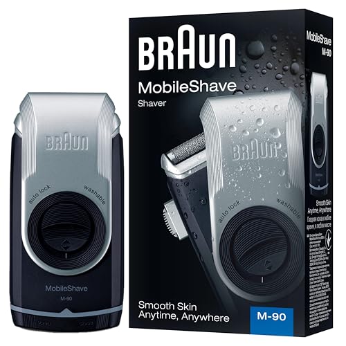 Braun MobileShave M-90 - Afeitadora eléctrica rotativa para hombre, color negro y gris