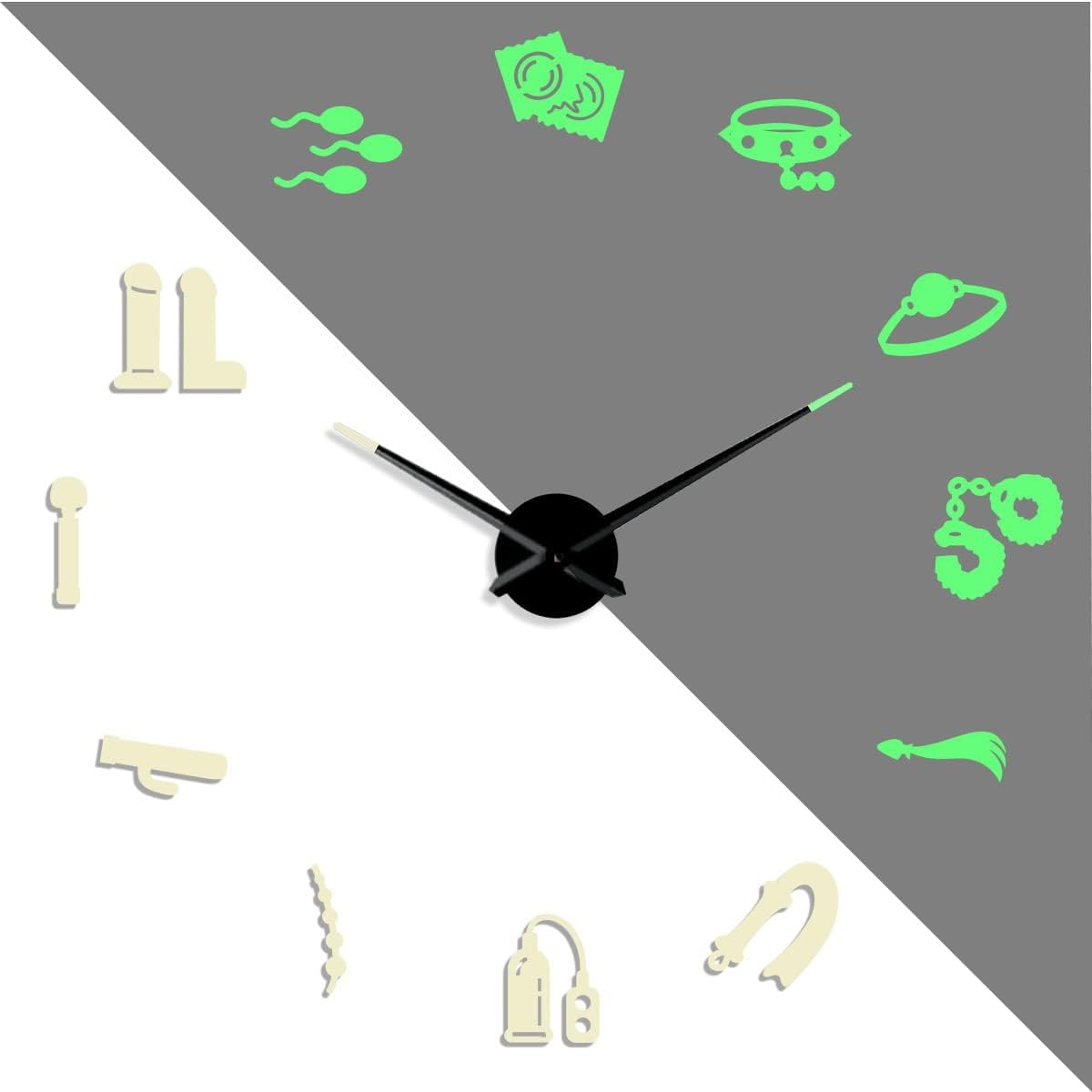 Sex Toys DIY Creative Different Frameless Luminous Wall Clock Home Decoration Modern Gifts（47 inch）