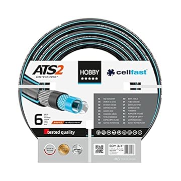 Cellfast Tubo da giardino HOBBY ATS2 ™, Heavy Duty, 6 strati, resistente ai raggi UV, tricot tricot a doppia croce ATS2 ™, 30 bar,3/4",50 m,16-221