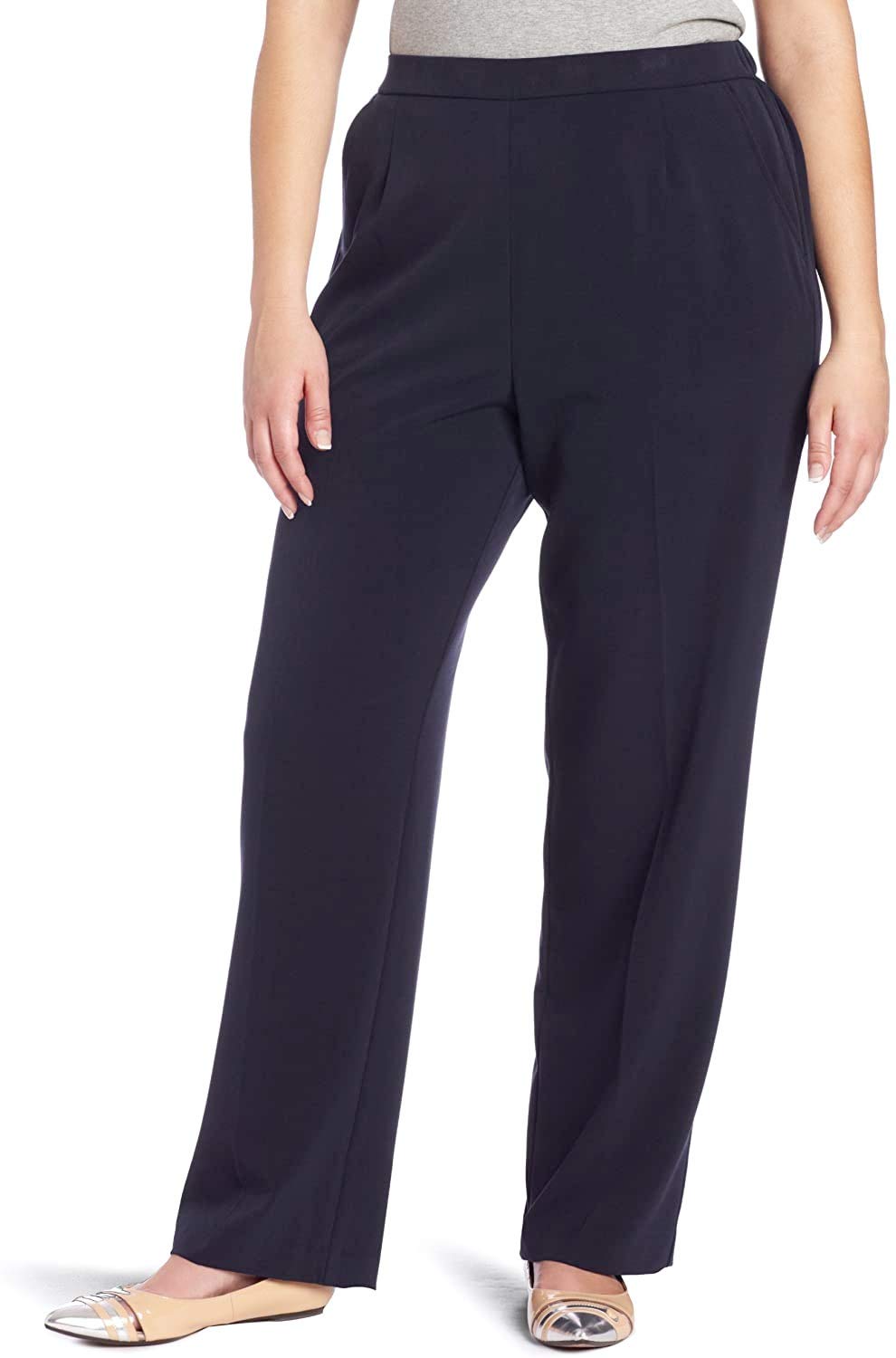 Briggs New York Womens Plus Size Pull on Dress Pant Average & Short Length