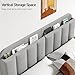 ONBRILL Adjustable Headboard for King/California King Size Bed Frame, Linen Fabric Bed Headboard with Storage & RGB LED Light in Modern Vertical Channel Design, Light Grey