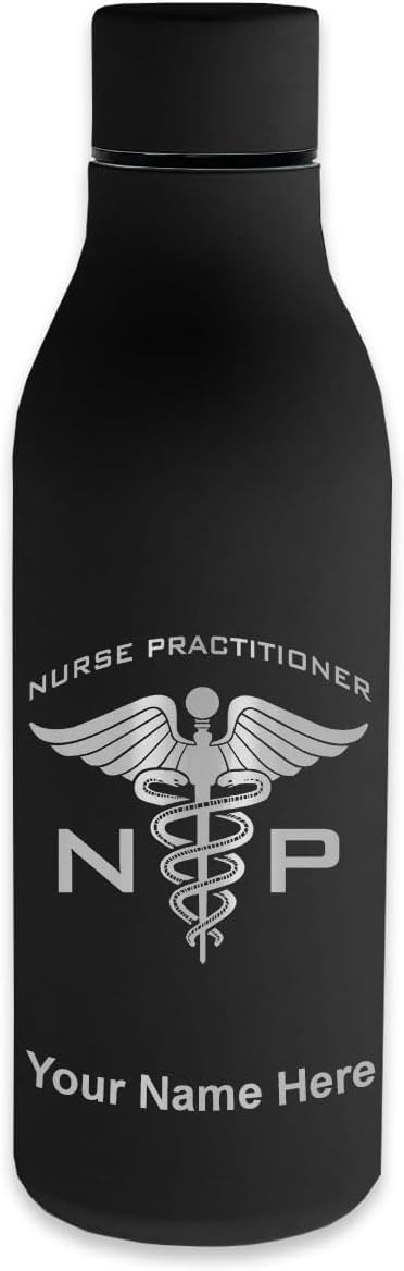 LaserGram Double Wall Stainless Steel Water Bottle, NP Nurse Practitioner, Personalized Engraving Included