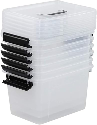 Farmoon Contenedor de almacenamiento con tapa transparente de 6 cuartos de galón, caja pequeña de plástico con asa, 6 paquetes, R