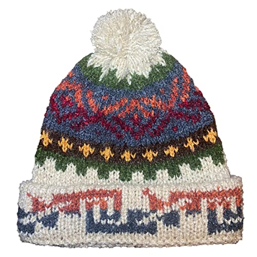 TINKUY Peru Geometric Pom Pom Beanie, Authentic...