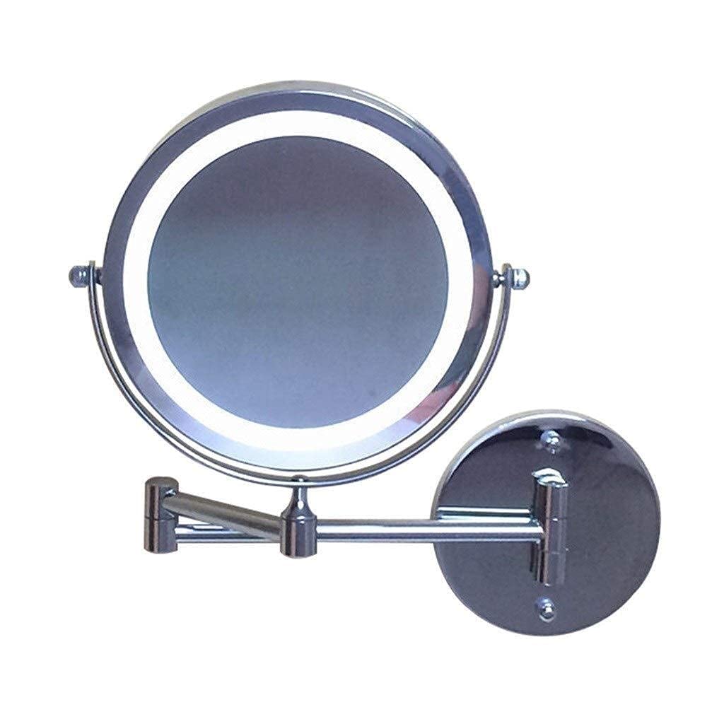 Oldsix Espejo de Maquillaje Baño Montado en la Pared LED Espejo de 7 Pulgadas Espejo de tocador Plegable Espejo de Aumento 5X de Doble Cara