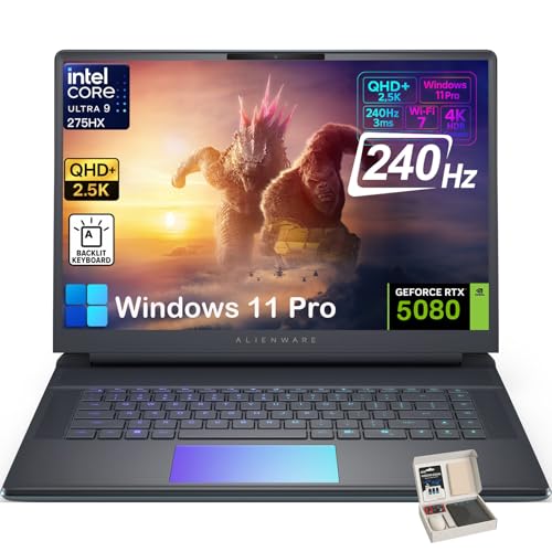 Image of Alienware 16 Area 51 Gaming Laptop, NVIDIA RTX 5080 16GB GDDR7, Intel Ultra 9 275HX, 16 inch QHD+ 240Hz 500 nit Display, Win11 Pro, AlienFX RGB KB, External DVD Drive(64GB DDR5 | 8TB SSD)