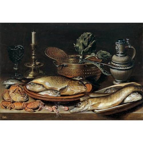 Nature morte avec poisson 1611 toile giclée roulée 101,6 x 127 cm pour décoration murale Prado