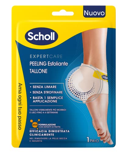Scholl Expertcare - Peeling exfoliante, mascarilla para pies visiblemente más suaves hasta 4 semanas, elimina la piel dura y seca, regenera los talones agrietados, 1 par