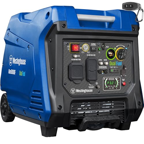 Westinghouse 5000 Peak Watt Super Quiet Dual Fuel Portable Inverter Generator, Remote Electric...