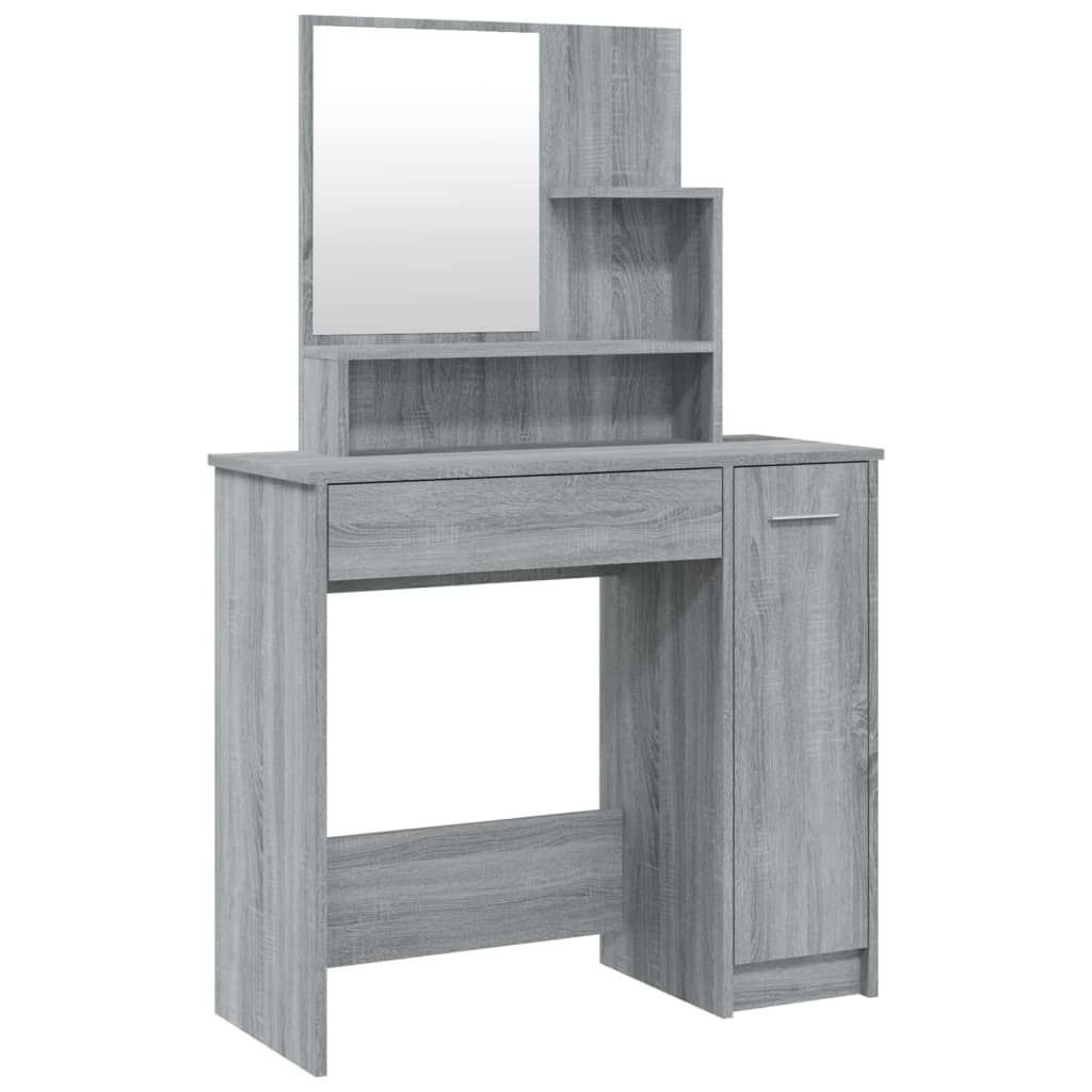 vidaXL Coiffeuse avec Miroir Sonoma Gris 86,5x35x136 cm
