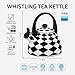 Whistling Tea Kettle for Stove Top Enamel on Steel Teakettle, Supreme Housewares Harlequin Pattern Tea Kettle Cute Kitchen Accessories Teteras (2.4 Quart, Black and White Diamond Check)