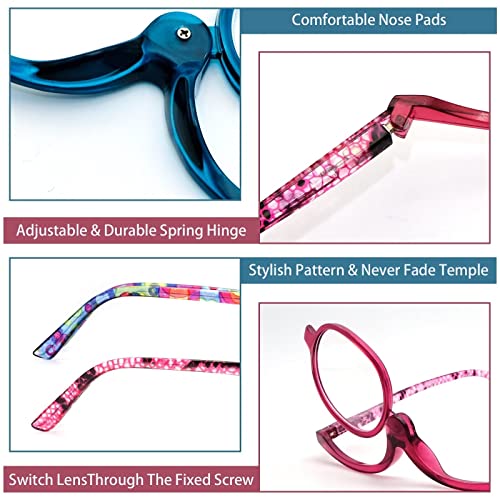 Sehnsucht 2 Pairs Eye Make Up Reading Glasses Womens Magnifying Cosmetic Readers Rotating Makeup Glasses For Women Blue Purple Tortoise 3660 3.00 #TOP3