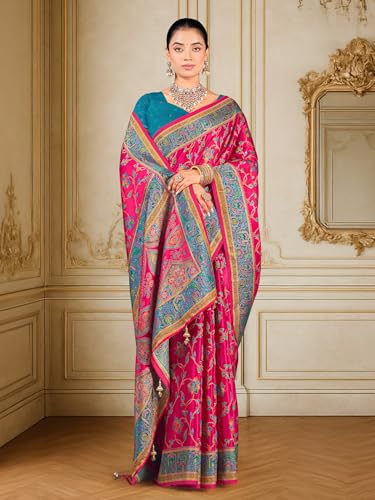 Image of Glory Sarees Women's Luxurious Dola Pure Silk Original Saree Position Print Work Madhubani Inspired Motifs Banarasi Kanjivaram Style Saree With Blouse Piece (Elegant101 Parent)