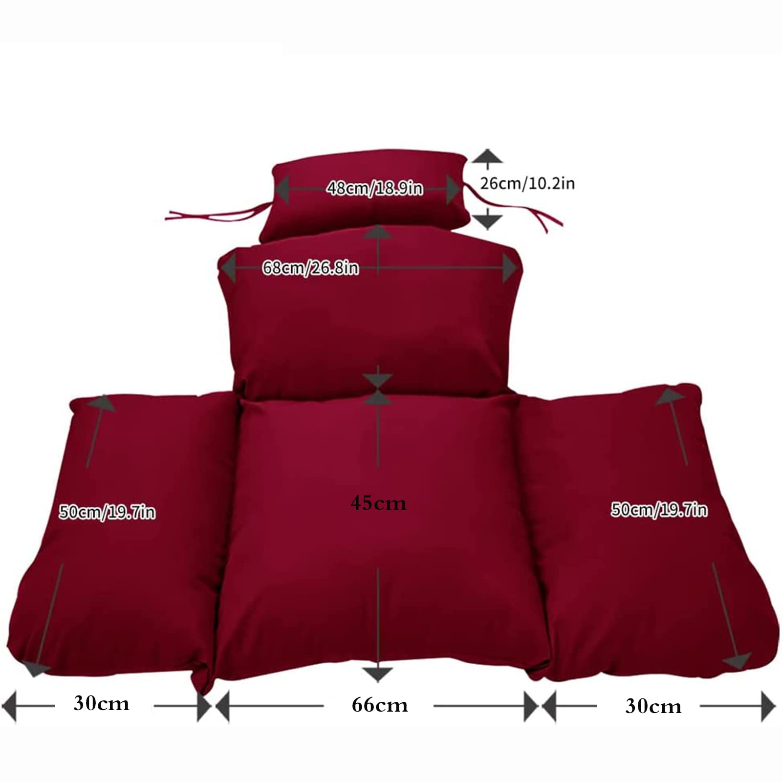 CojíN para Colgar En Forma De Huevo, CojíN De RatáN, Almohadillas para Silla De Hamaca De Huevo Colgante Gruesa, Tapete Suave para Camas Colgantes Cestas Sillas (Size:66X45CM,Color:Dark Gray)