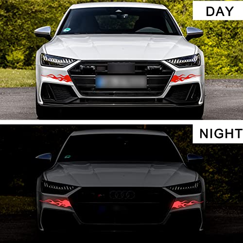 Tomall 4 Pcs 11.4'' Flame Reflective Sticker For Car Vinyl Racing Sports Flame Stripe Decal For Golf Cart Off-Road Vehicles Motorcycles Bike Skateboard Laptop Diy Decoration (Red) #TOP4