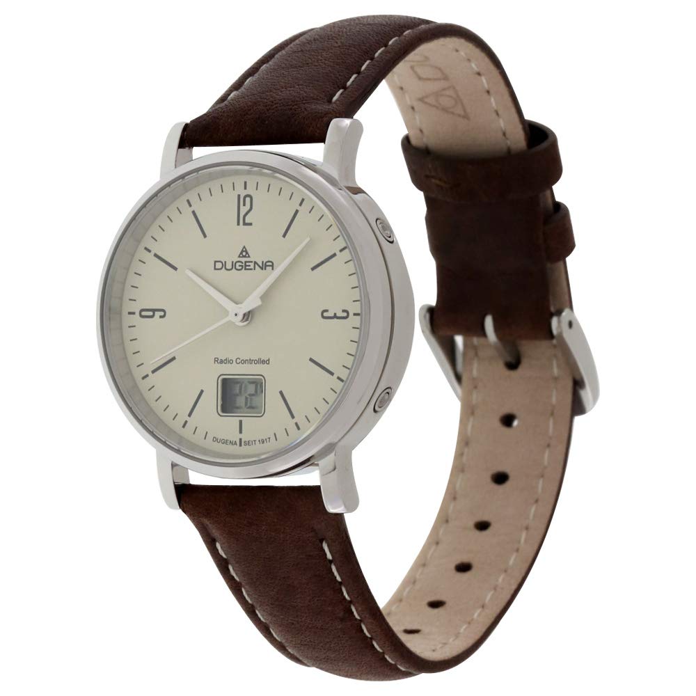 Dugena Damen Funk-Armbanduhr, Saphirglas, Lederarmband, Mondo Funk