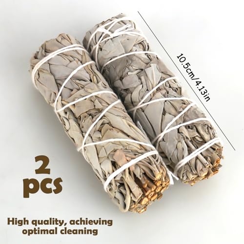 2 Weißer Salbei und 2 Palo Santo Premium Kalifornischer, 100% kontrollierte und nachhaltige Ernte, Beseitigt Negative Energien, für Energetische Rituale und Spirituelle