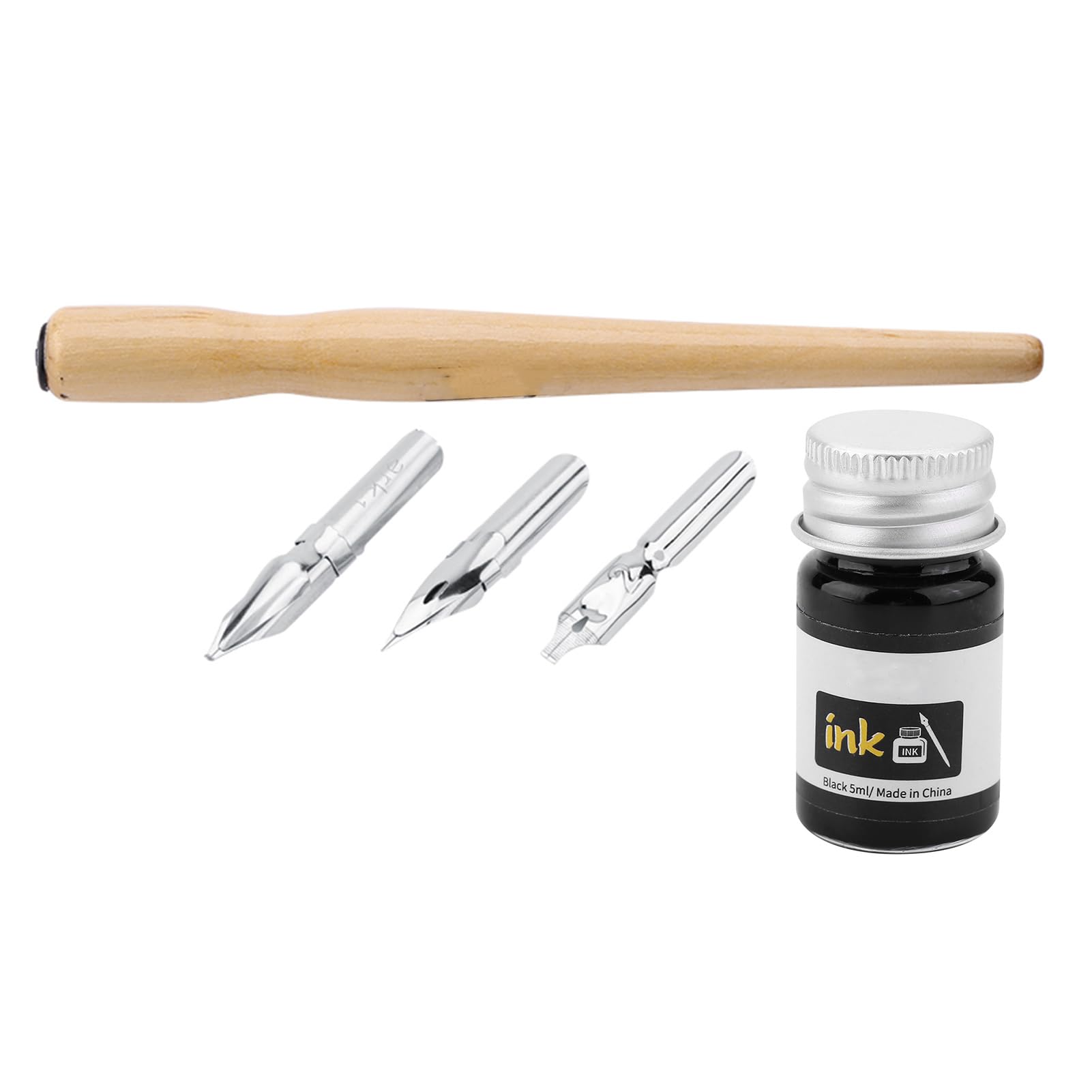 SEAFRONT Comic Dip Pens for Writing Painting with 1 Wood Pen Holder 3 Stainless Steel Nibs 1 Ink Bottle
