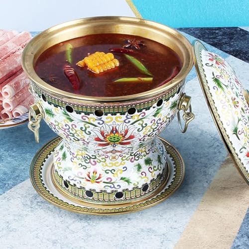 Olla China Para Hot Pot Esmaltada De Cobre 19x21 cm Blanca miniatura 3