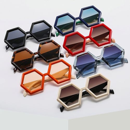 COTIA Retro Polygon Hexagon Sunglasses Women Gradient Shades Square Sun Glasses Fashion Men Double Color Trending Sun Glasses4