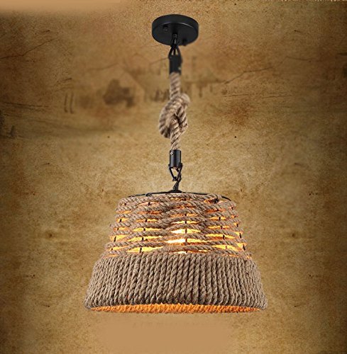 Lámpara de techo colgante industrial de cuerda de cáñamo 38cm para sala de estar y cocina