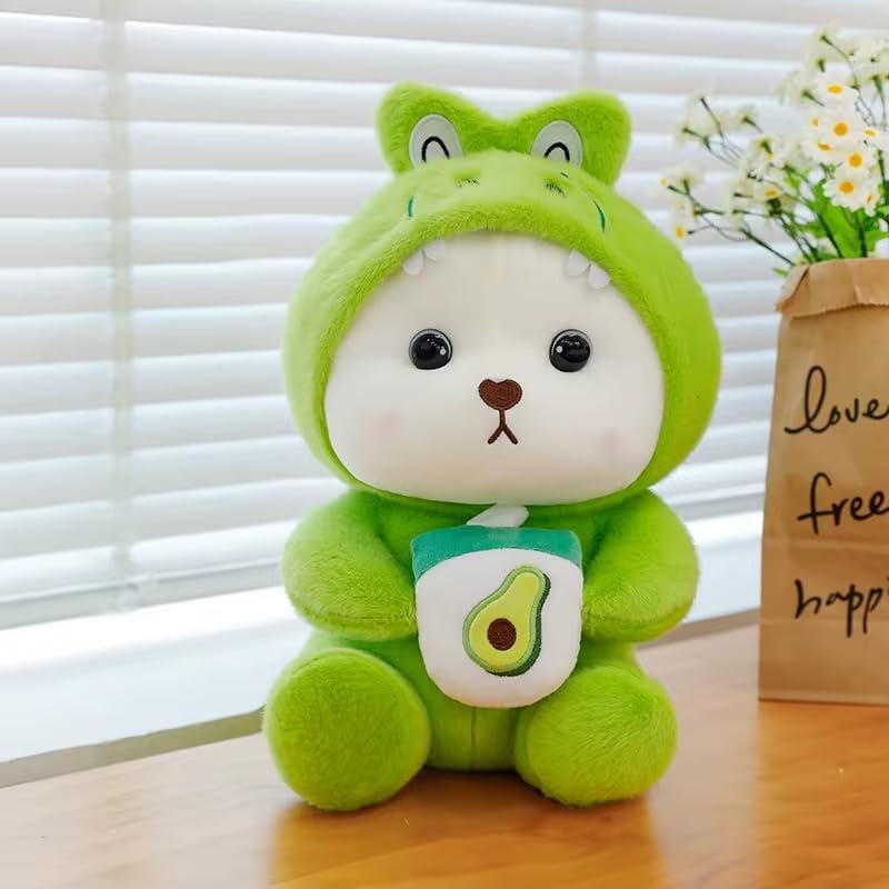 Image of Cute Panda Plush Toy 30 cm - Soft Stuffed Animal Hugging Doll for Kids, Girls & Boys | Adorable Kawaii Panda Bear Plushie for Decor & Gifts (Dino Hoodie Bear 30cm)