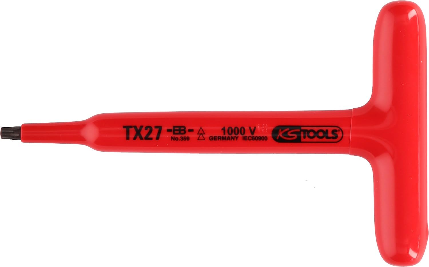 KS Tools 117.2421 Llave acodada Torx con mango en T y aislamiento protector, T50, 200 mm