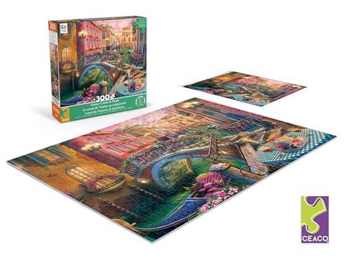 Rompecabezas Ceaco - Canal de Venecia al Atardecer - 300 piezas grandes para adultos | Arte de Eduard, fabricado en EE.UU., tamaño final 24 x 18 pulgadas, incluye póster, ideal como regalo y para enmarcar miniatura 3